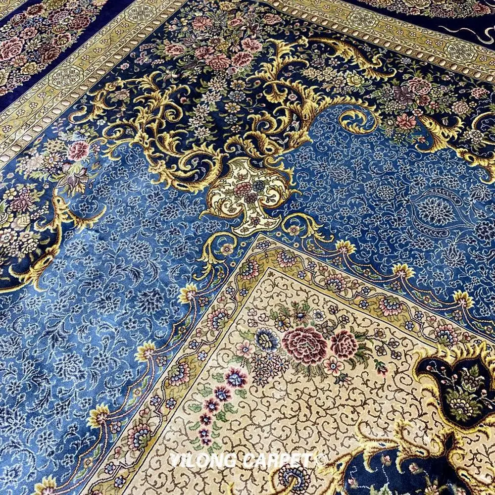 Goede Yilong 9 'X 12' Handgeweven Traditionele Turkse Tapijten Prachtige Perzische Blauwe Zijde Tapijt (TJ128A)