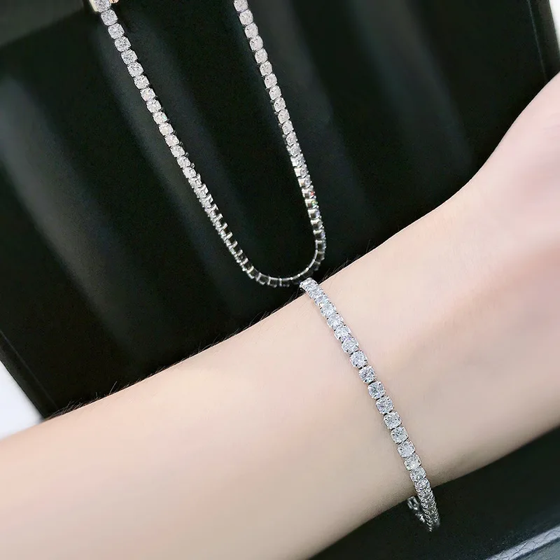

Комплект из колье и браслета, из серебра 925 пробы, 3 мм, 5 А