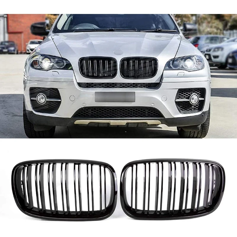AL22 X5 X6 гриль передняя почечная двойная решетка для 2007 2013 BMW E70 E71 (ABS глянцевый