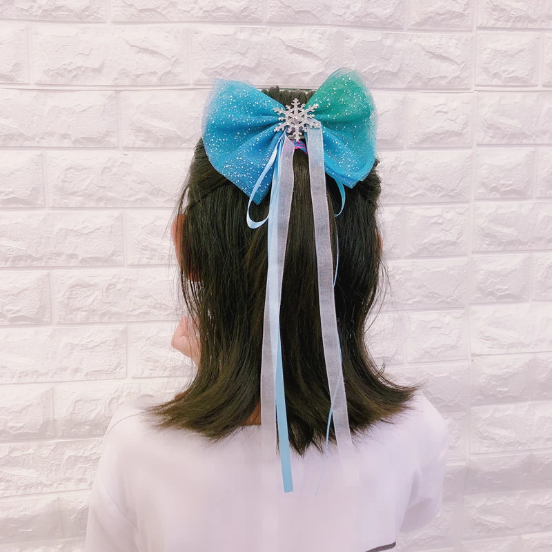 M MISM Blue Sequin Hairclips Starry Christmas Snowflake Hairpins Girls Sweet Scrunchy Cute Princess Hair Accessorries tie | Аксессуары