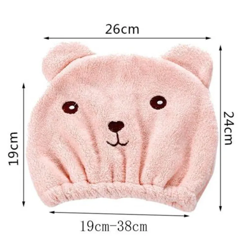 Магический микрофибровый туалетный лосьон для волос Cartoon Bear для женщин, быстро высыхающее полотенце, супер впитывающая головная повязка, тюрбан, украшение на голову, для ванны и душа.