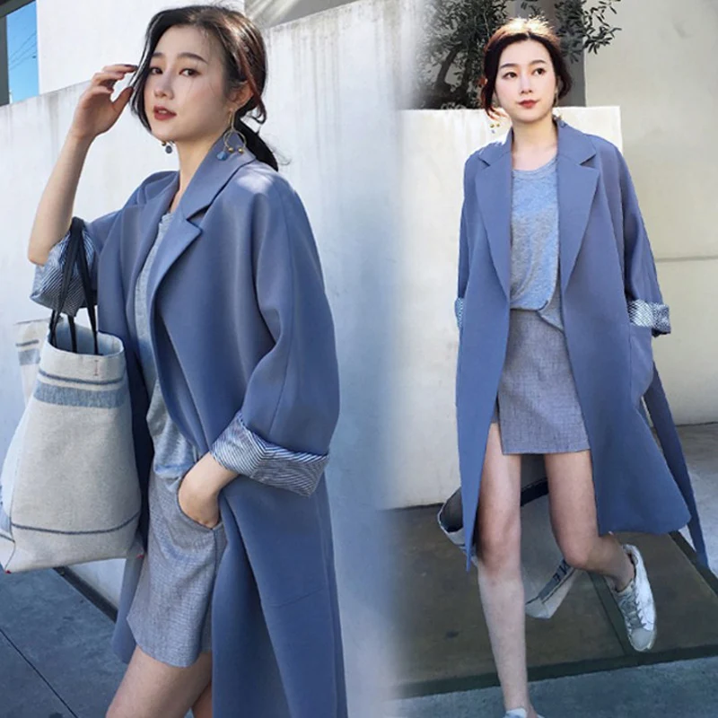 2019 New Spring Autumn Fashion Oversize Sashes Coats Women Casual Loose Large Size trench coat Outerwear Windbreaker Tops Mw752