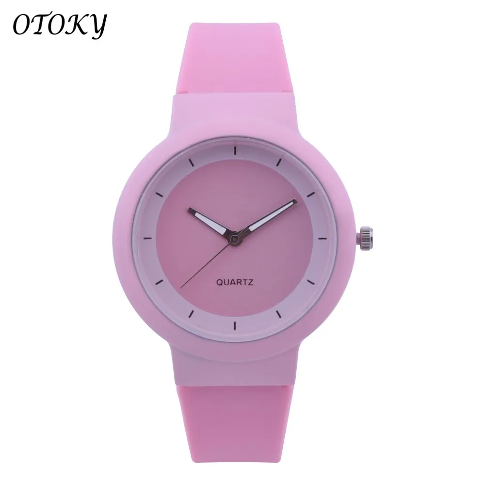 OTOKY модные часы для женщин и девочек мальчиков силиконовый ремешок аналоговые