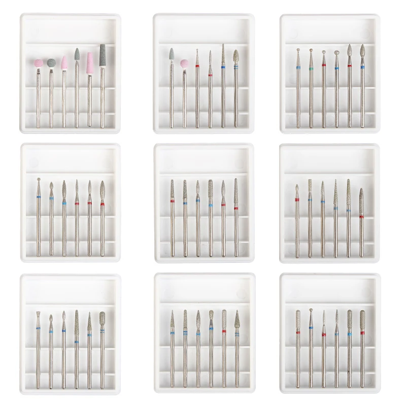 

6Pcs/Set 3/32" Diamond Nail Art Electric Drill Bits Rotary Burr Milling Cutter Cuticle Bit For Nails Manicure Tools Kit