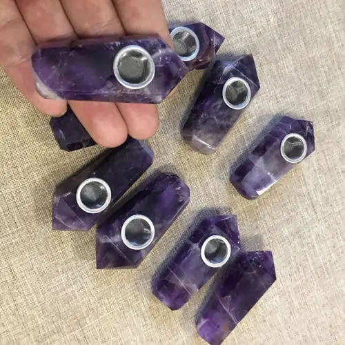 Курительная трубка с натуральным фиолетовым аметистом кристаллом кварца 1 шт. |