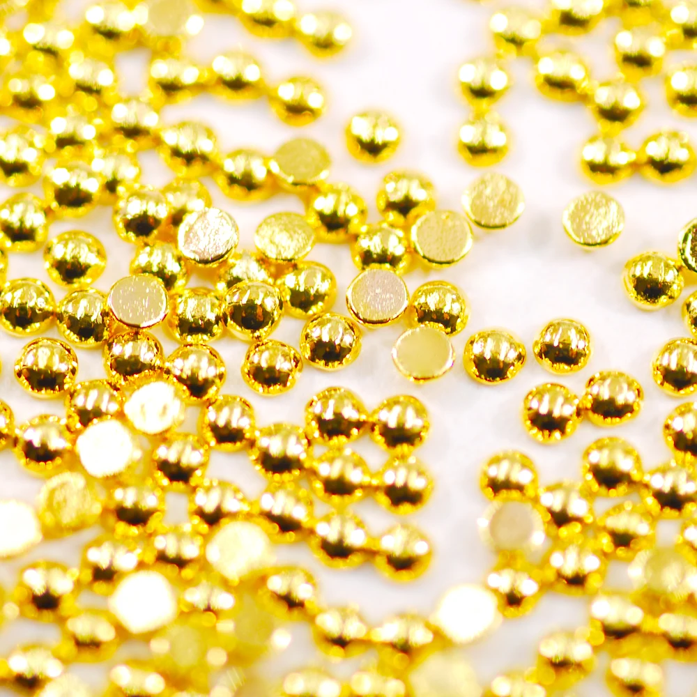 

1.5MM Gold 3D Metal Nail Art Rhinestone The Shape Of Semicircle Flat Base For Nail Art Decorations 1000Pcs/Bag