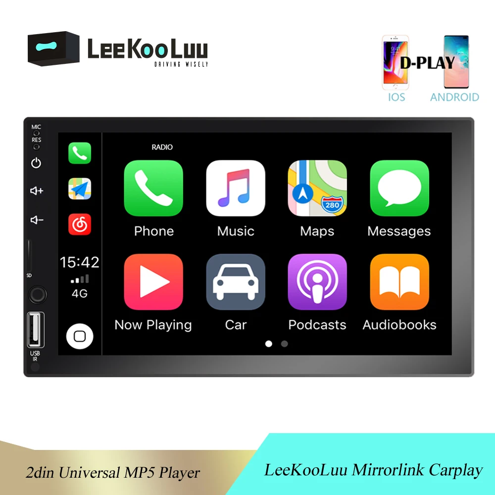 

LeeKooLuu Autoradio 2din Car Radio Bluetooth Android Auto 7" Touch Screen 2 Din D-Carplay Video MP5 Player USB TF USB Stereo