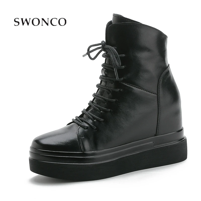 Ботильоны SWONCO женские из воловьей кожи повседневная обувь на платформе