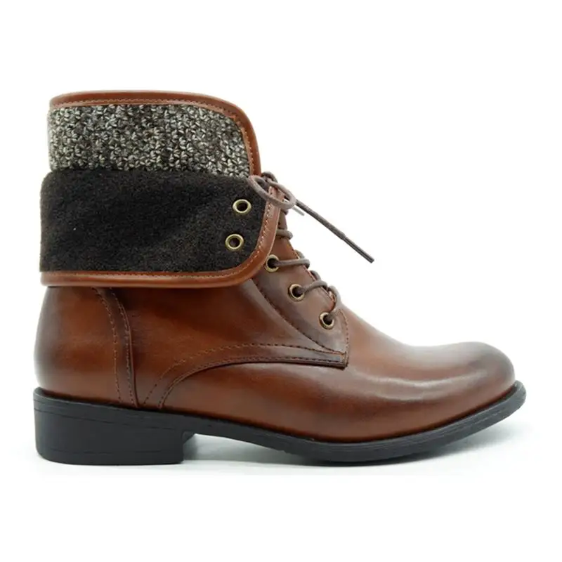 

Elegance Lady basic brown ankle footwear low heel Ankle winter and fall fashion heel lace-up boots with point toe shoes boots