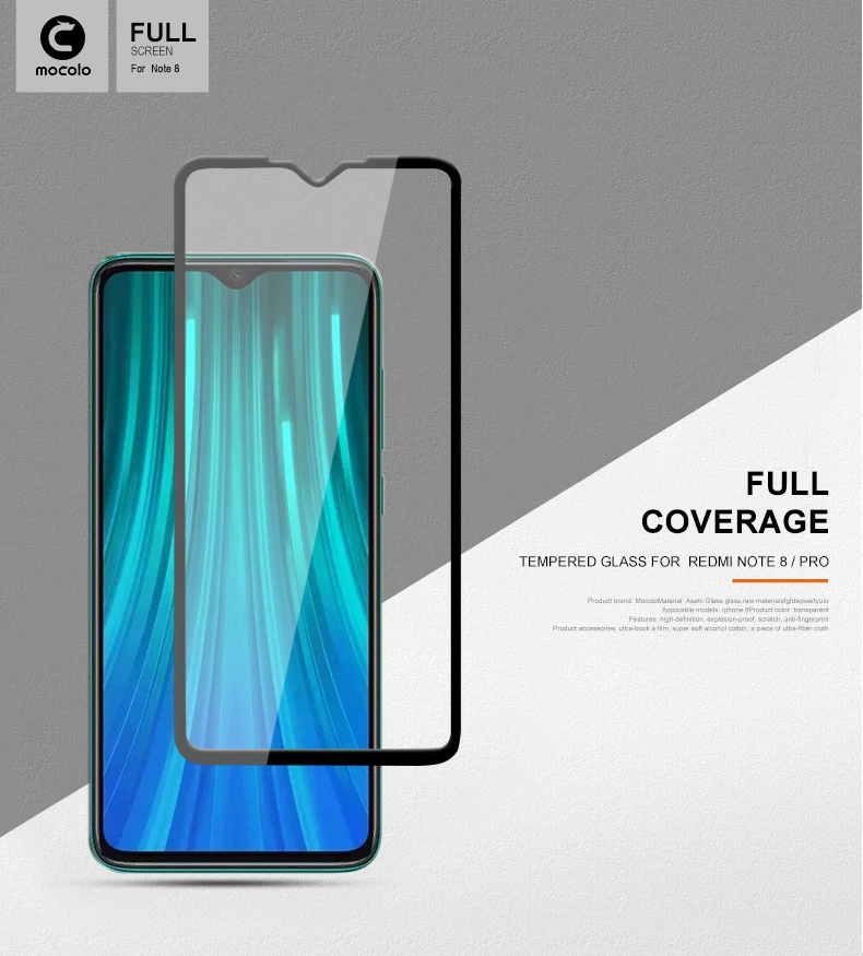 Mocolo 2.5D полное покрытие стеклянная пленка для Xiaomi Redmi Note 8 PRO защита экрана полный экран для Redmi Note 8 Закаленное стекло пленка