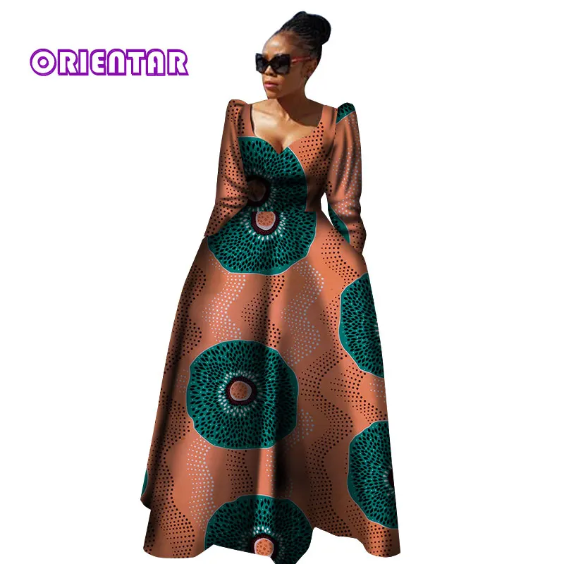 Женское Африканское платье длинное Дашики африканская базиновая одежда Осеннее