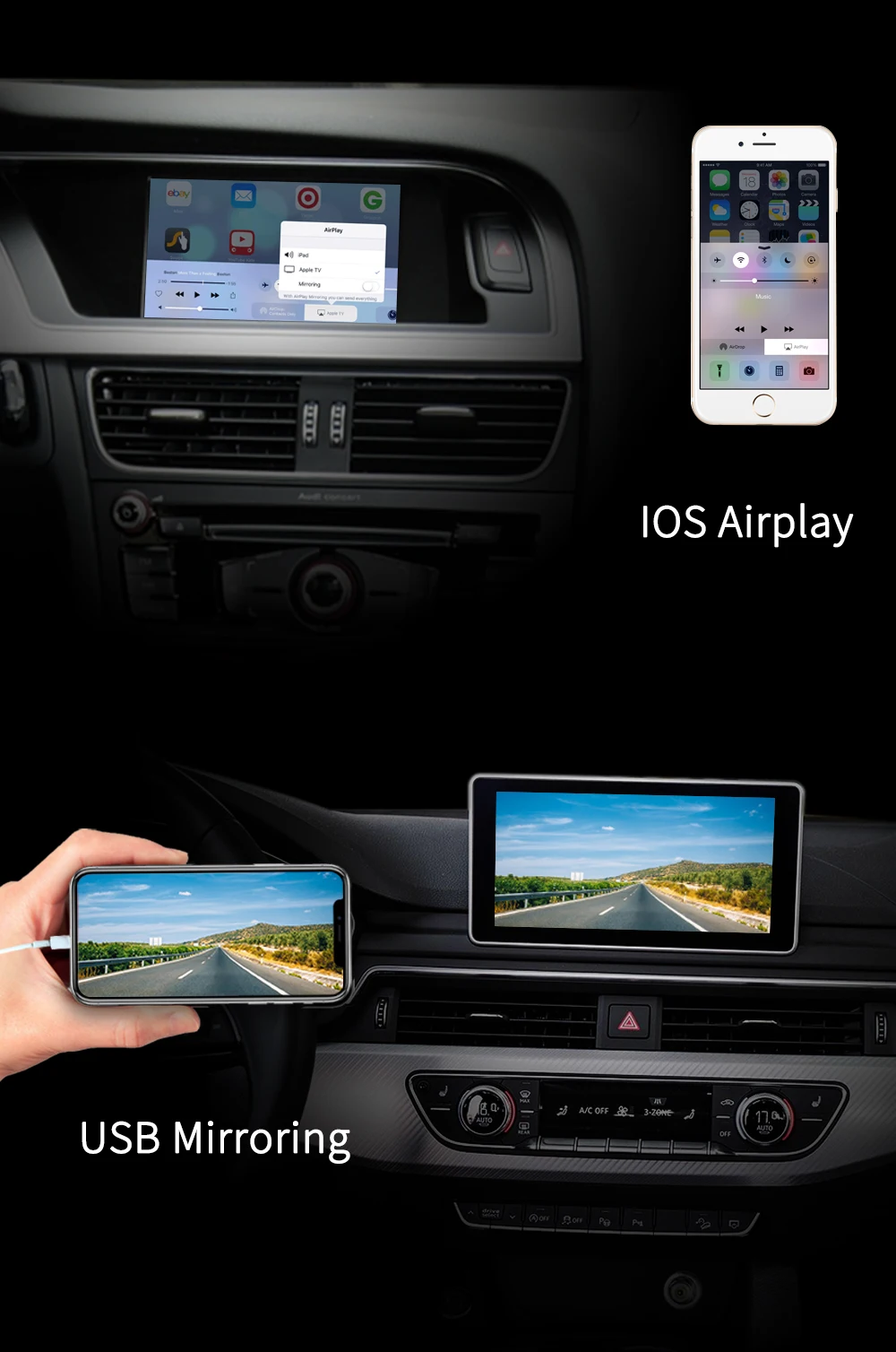 Carlinkit беспроводной CarPlay для Audi A6 A7 A8 C7 Q7 2010- MMI 3g/3g+ интерфейс muItimedia CarPlay& Android авто комплект модернизации