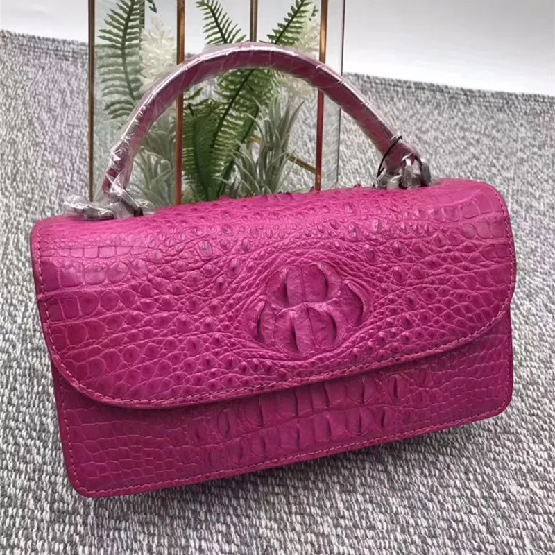 Сумка женская из крокодиловой кожи оранжевая | Багаж и сумки