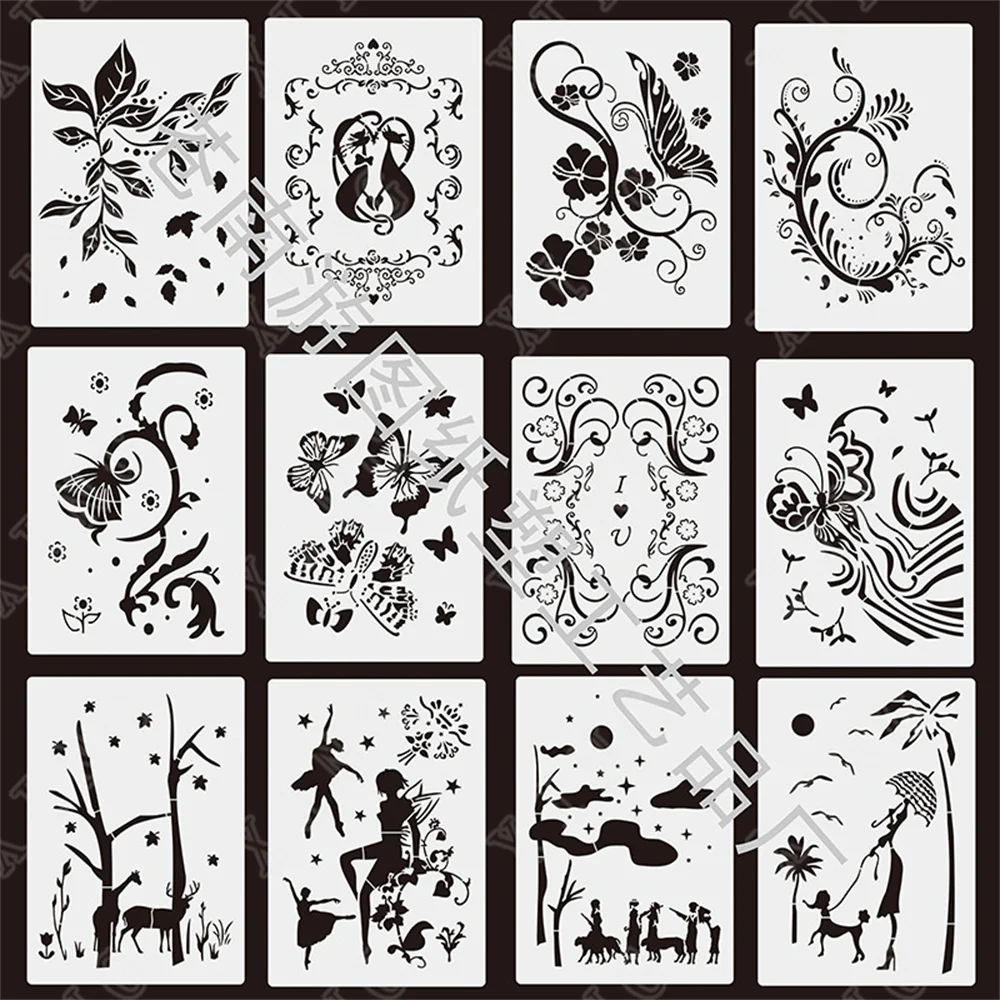 

New Animals and Plants Pet Hollow Decor Diy Graphics Painting Scrapbooking Stamp Ornament Album Embossed Template Reusable