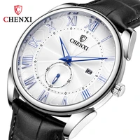 new chenxi mens watches top brand luxury genuine leather classic casual quartz wrist watch for men waterproof business clock