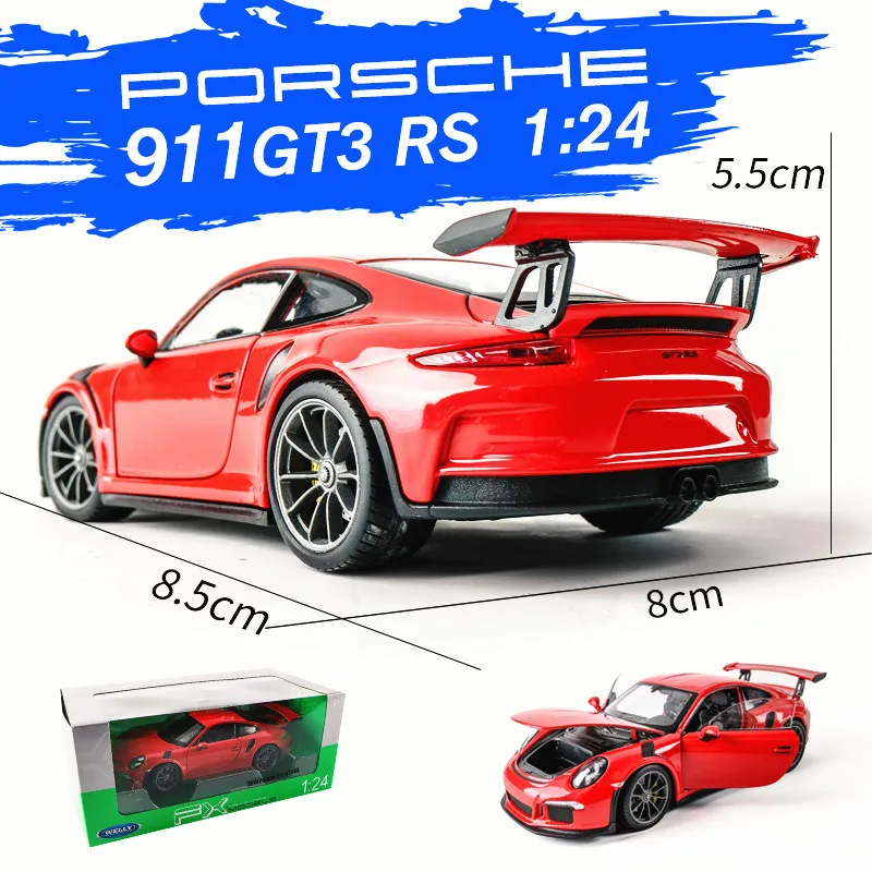 Модель белого автомобиля Welly 1:24 Porsche 911GT3 RS отлитые и игрушечные автомобили