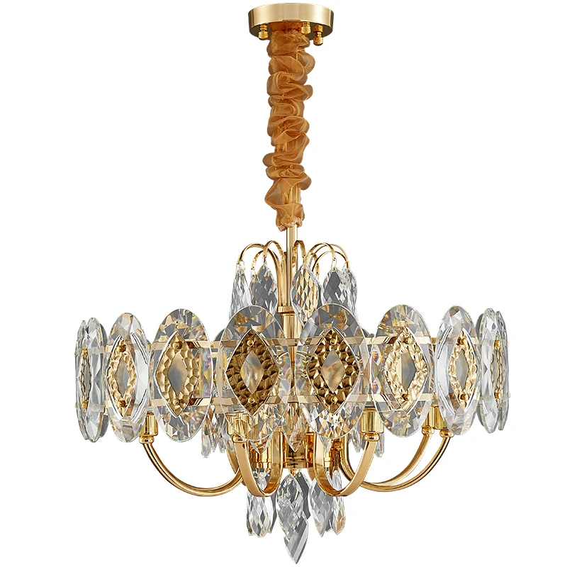 

Новая Современная хрустальная люстра золотого цвета, освещение для гостиной, 220 В переменного тока, люстра, хрустальные столовые приборы, лампа для спальни