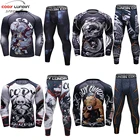 Набор компрессионных футболок для ММА и бокса, штаны, 3D печать, Bjj Rashguard, кикбоксинг, обтягивающие футболки, брюки, муай тай, боевая одежда