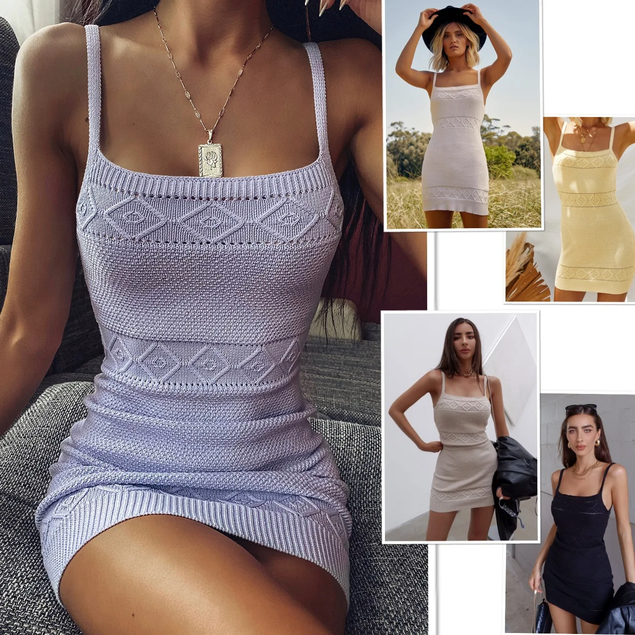 

Autumn Women Sweater Dress Stretch Knitted Sexy Straps Summer Beach Style Casual Bodycon Female Vestido Spring Knitwear C3200