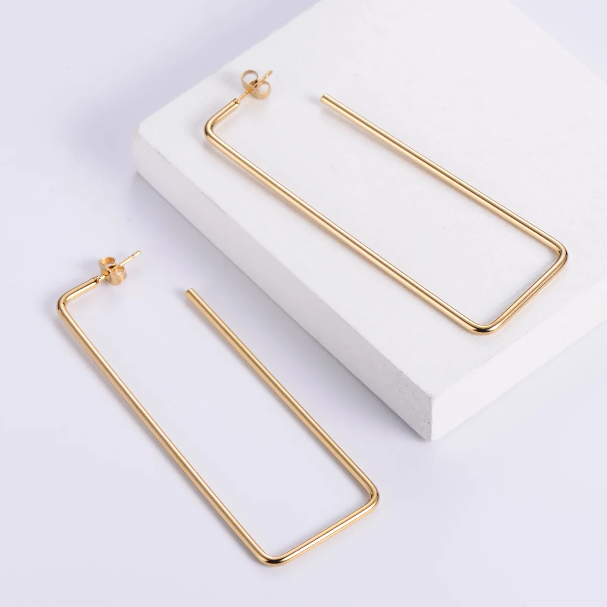 

Geometric Earrings Rectangular Shaping Gold Earrings Women's Earrings Metal Titanium Steel Earrings 2021 New Trendy Earrings