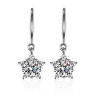 trendy women earrings silver 925 jewelry with zircon gemstone star shape drop earrings ornaments for wedding party bridal gifts