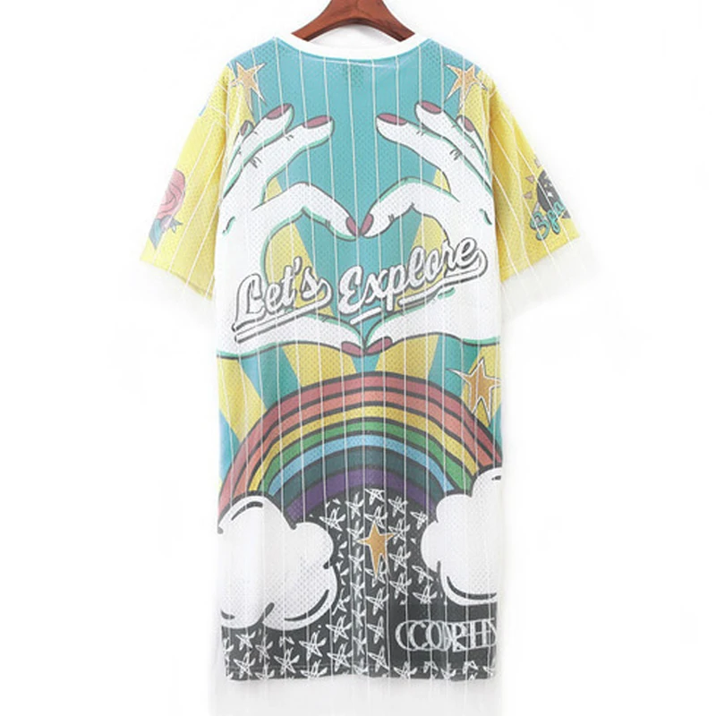 

New Arrival 2021 Summer Women Cartoon Print Gauze Dress