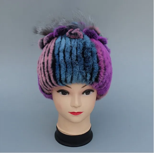 Новинка женская меховая шапка для зимы из меха натурального кролика рекс лисы