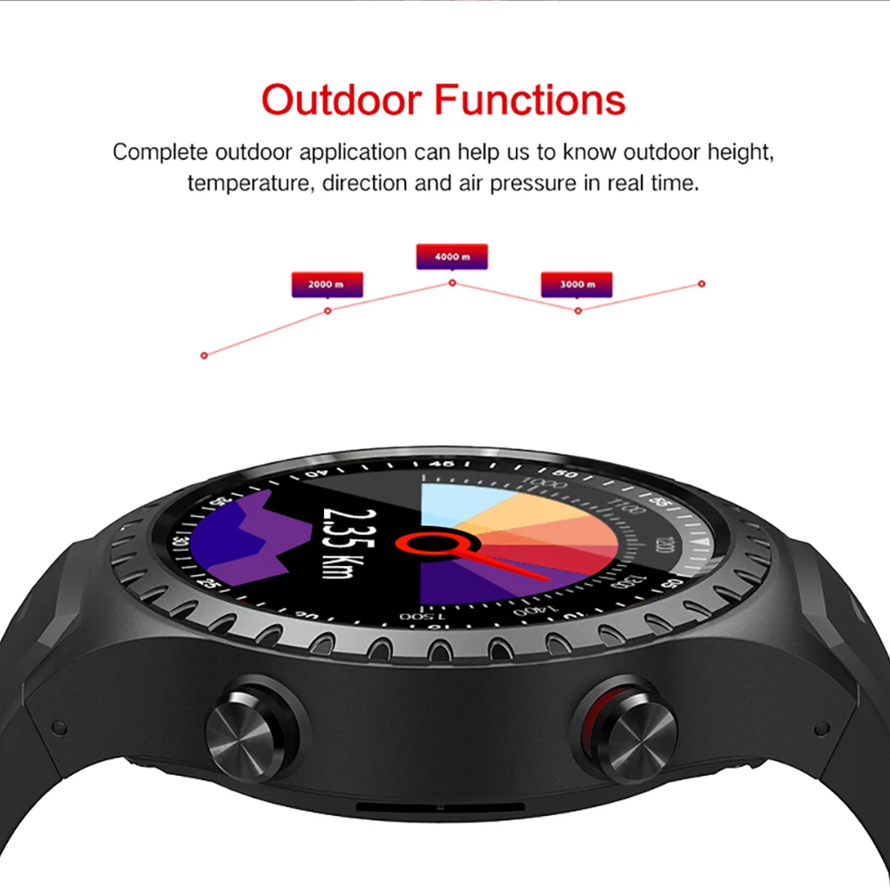 Спортивные мужские Смарт часы 1 3 дюйма Bluetooth 4 0 GPS Компас Барометр Шагомер монитор сердечного ритма во время
