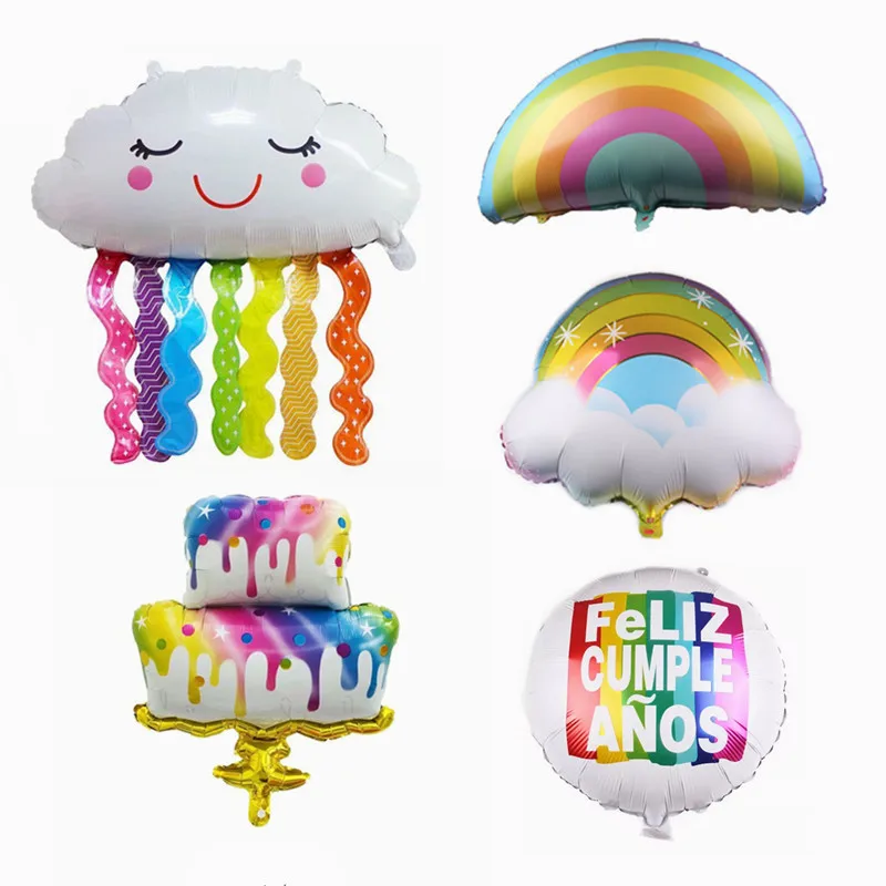 Карнавальный торт воздушные шары улыбка Радуга кисточка облако Красочные День