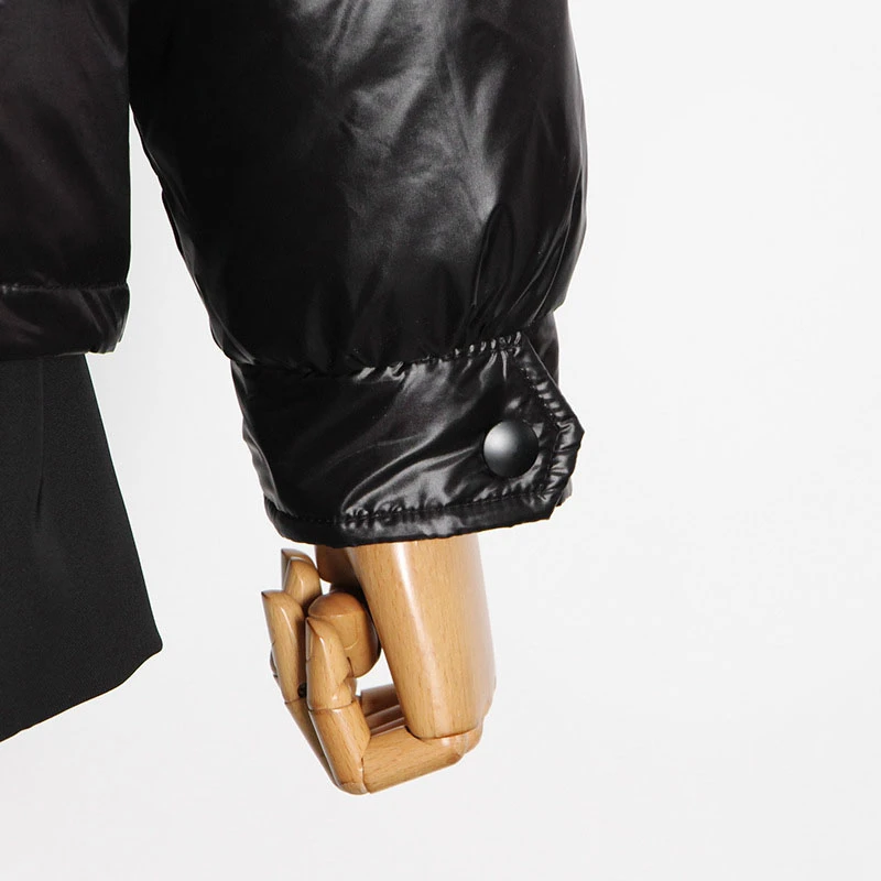 

SeeBeautiful Stitching Large Size Down Cotton Thick Coat Notched Long Sleeve Contrast Color New Fashion Spring 2021 Women M381