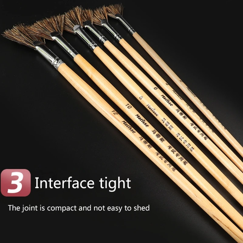 

6Pcs Fan Shape Pig Bristle Hair Painting Pen Oil Painting Watercolor Supplies