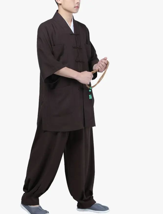 Унисекс летняя с коротким рукавом буддизм одежда шаолиньских монахов Будды