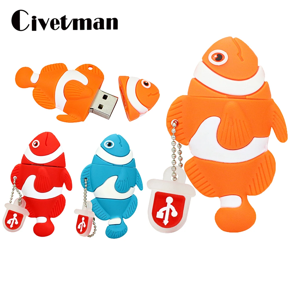 USB флеш накопитель в виде мультяшной рыбы 256 ГБ 128 64 32 16 8 2 0|pendrive 64gb|usb flash drive pendrivepen usb