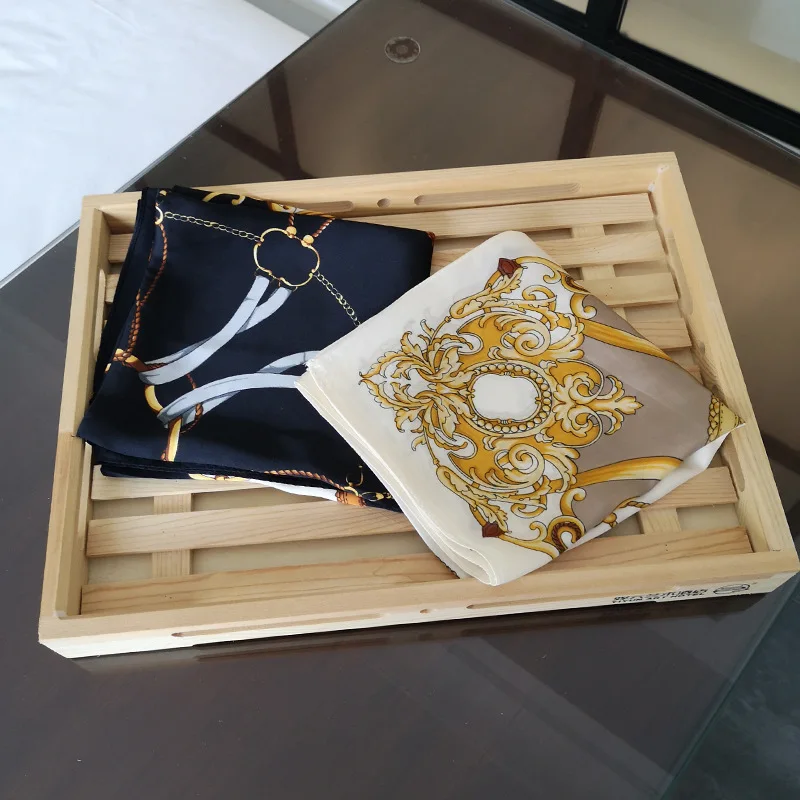 

Женский многоцелевой Шелковый саржевый шарф INS, черный, золотой шарф, квадратный атласный ободок для волос, женский платок, полотенце, шаль, ...