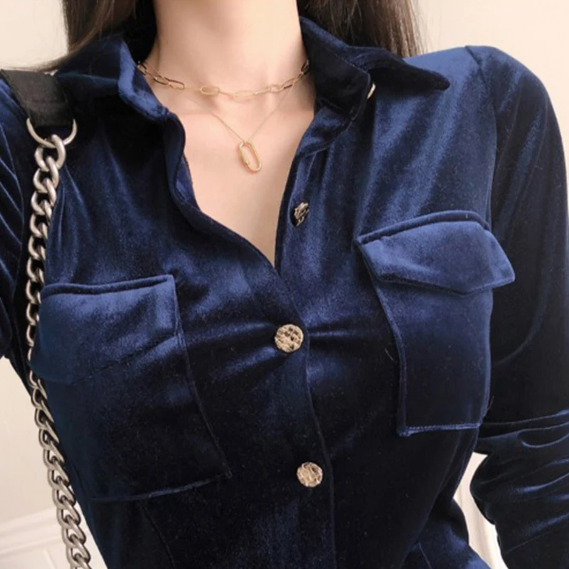 

new arrival fashion spring dress women OL professional temperament turn-down collar single-breasted velvet slim a-line dress