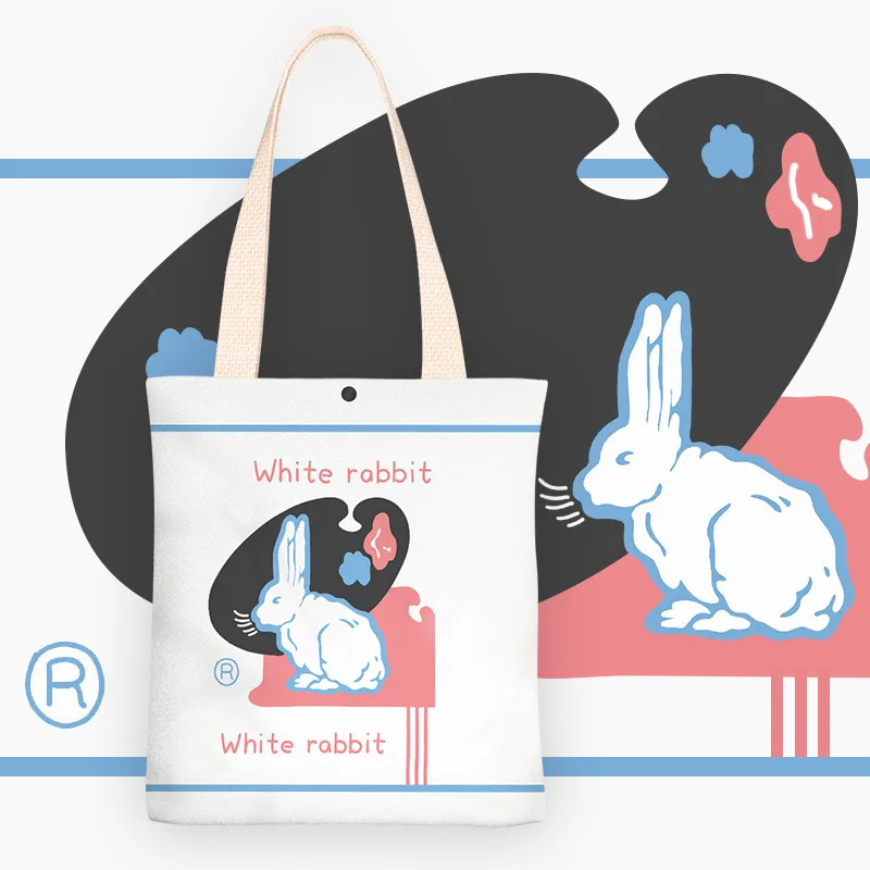 

Женские холщовые сумки для покупок с Белым Кроликом