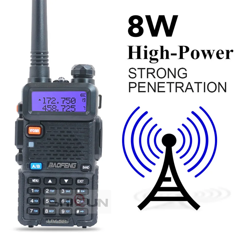 Портативная рация Boafeng UV-5R 8 Вт высокой мощности дальность действия 10 км