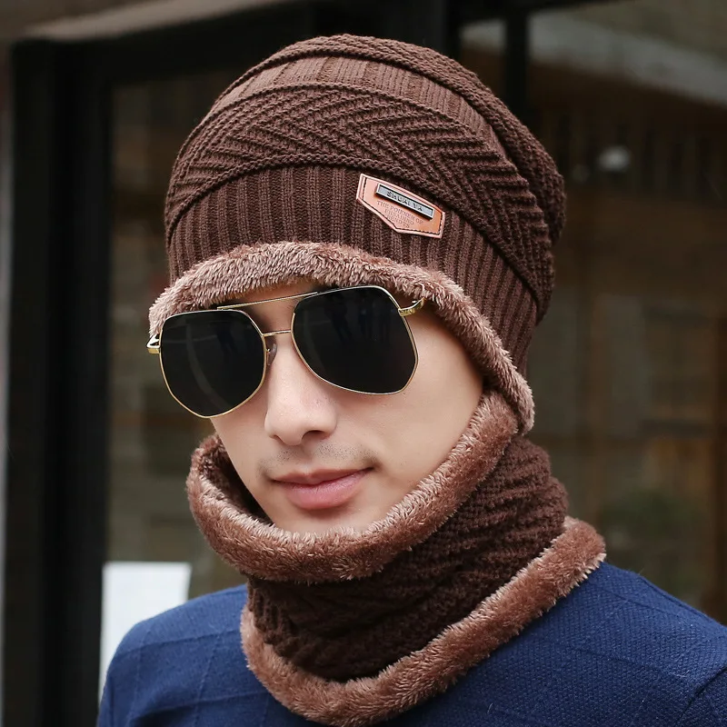 

Wool hat men and women winter sets of head cap warm mask riding windproof cold northeast hat scarf collar integrated cap