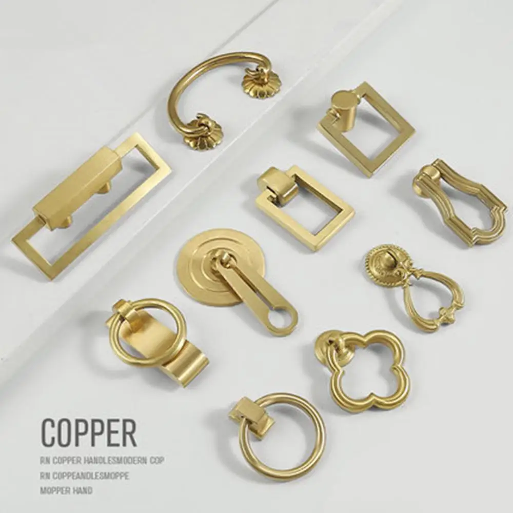 Скандинавский выдвижной ящик ручка Античная Чистая медь китайская дверная для