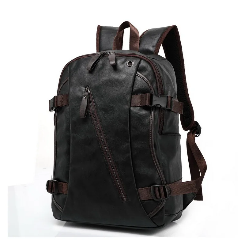 Модные Дизайнерские мужские рюкзаки для путешествий ретро кожаный мужской