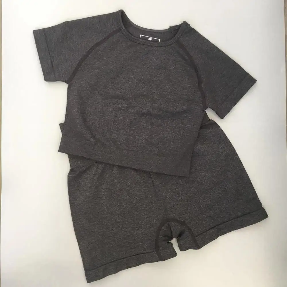 

Women Vital Seamless Yoga Set Fitness Short Sleeve Crop Top Shirts + Running Shorts Workout Clothes Women Gym Sports Set