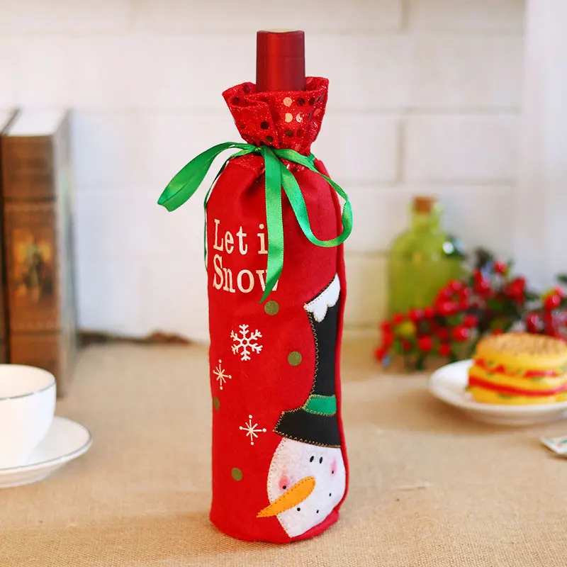 Snowman Новогодняя Рождественская бутылка вина, пылезащитный чехол, подарок Санта-Клауса, рождественские украшения для дома, декор для обеденного стола - Цвет: Snowman