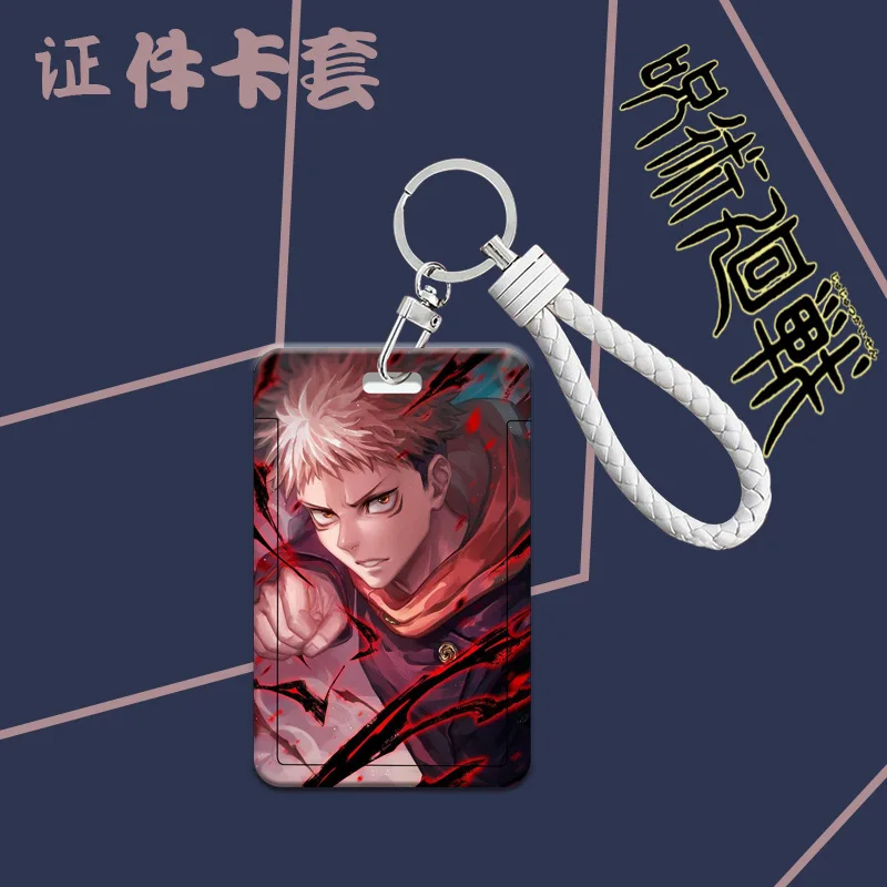 

Jujutsu Kaisen Key Chain Gojo Satoru Spell Back To War Card Pull Id Bus Card Sleeve With Lanyard Hanging Meal Card KeyRing