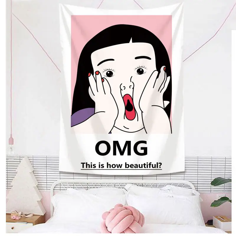 

Pink Girl Princess Tapestry Kawaii Room Decor Background Home Decor Room Decoration Funny Dormitory Aesthetic Wall Decoration