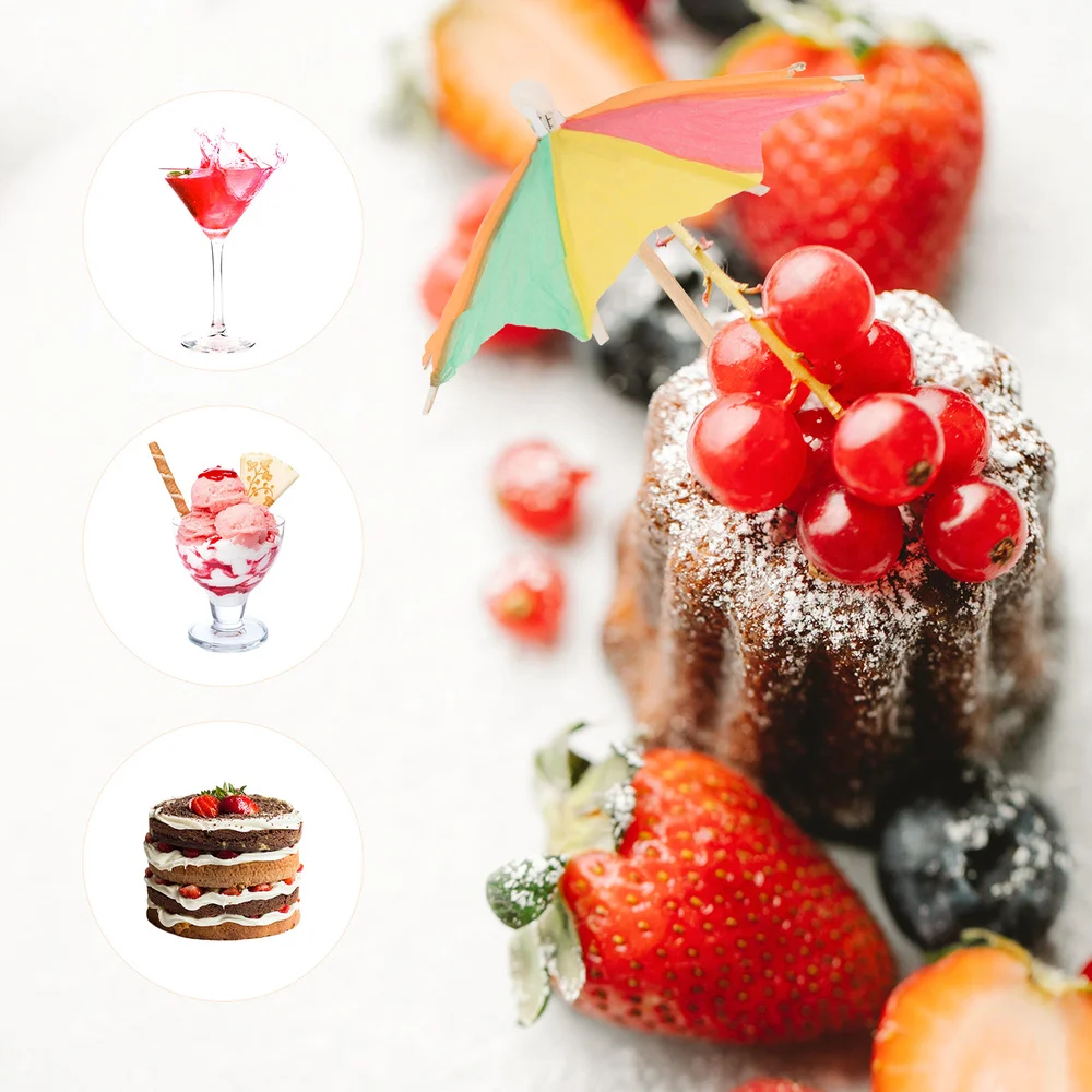

50Pcs Colorful Cocktail Pick Drink Umbrella Pick Decorative Paper Cake Pick