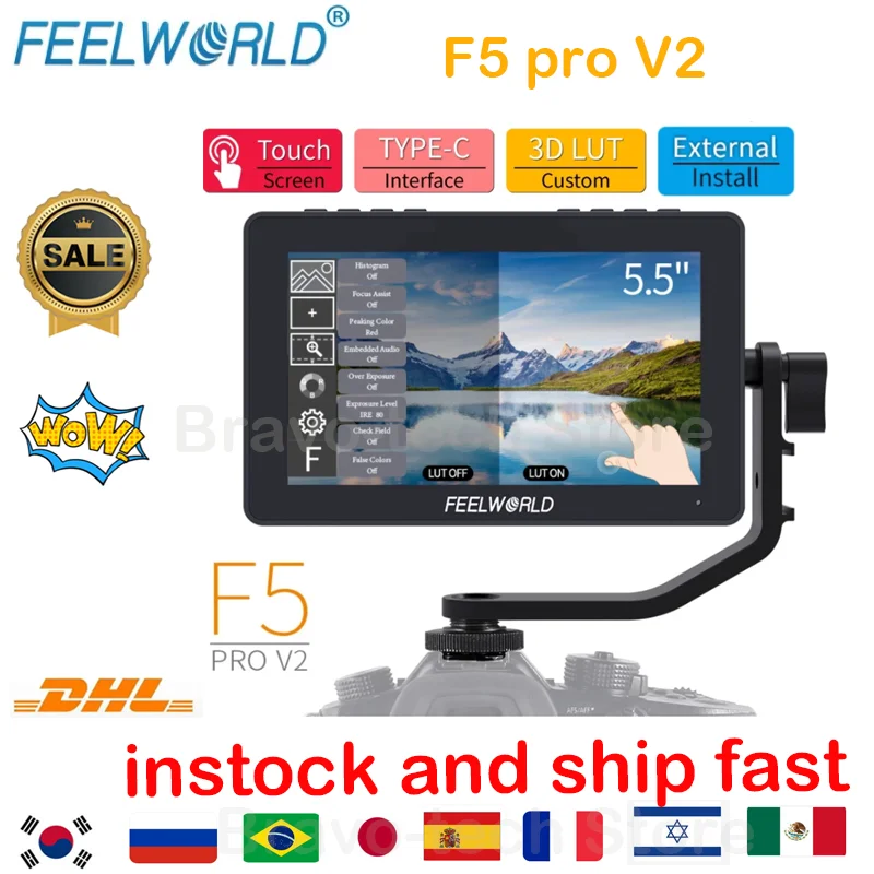 Монитор для камеры FEELWORLD F5 Pro V2 5 дюйма совместимый с HDMI |
