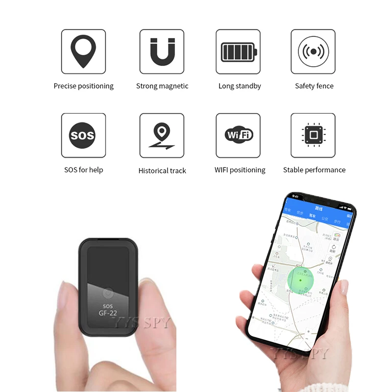 Posicionamento de Lbs Gravador de Voz Gps com Localizador de Carro Alarme de Cerca com 2g Rastreador Mini Aplicativo Remoto Gf22 Sim