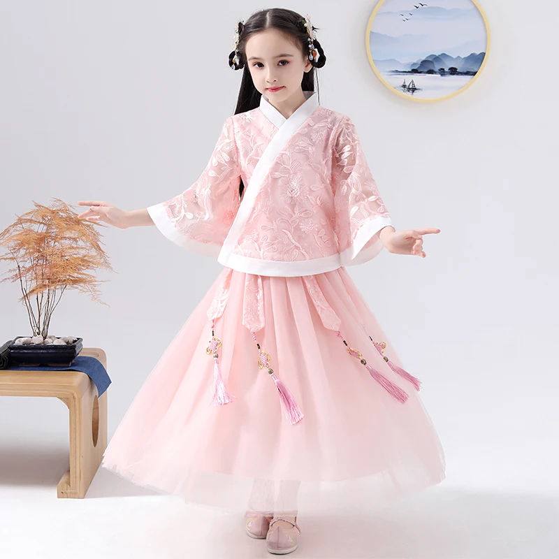 Китайский костюм Фея розовый ханьфу для девочек династия Хань/Тан/Цин элегантная