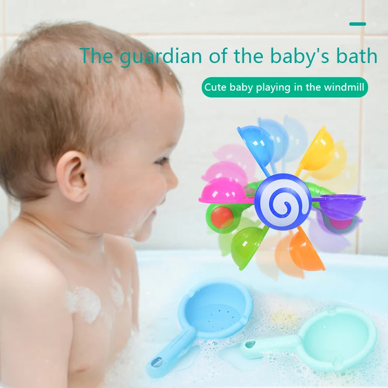 

Baby Bath Toys Play Water Mini Fun Windmill With Spoon Bathroom Bathtub Bathing Interactive Toys For Children Swimming Pool Game