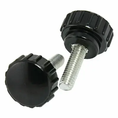 

5 Pcs 6mm Thread Diameter Screw On Type Knurled Knobs Black